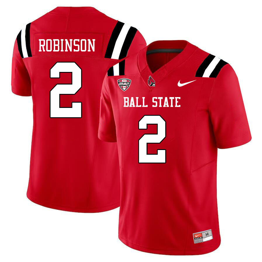 Ball State Cardinals #2 Ty Robinson College Football Jerseys Stitched Sale-Cardinal
